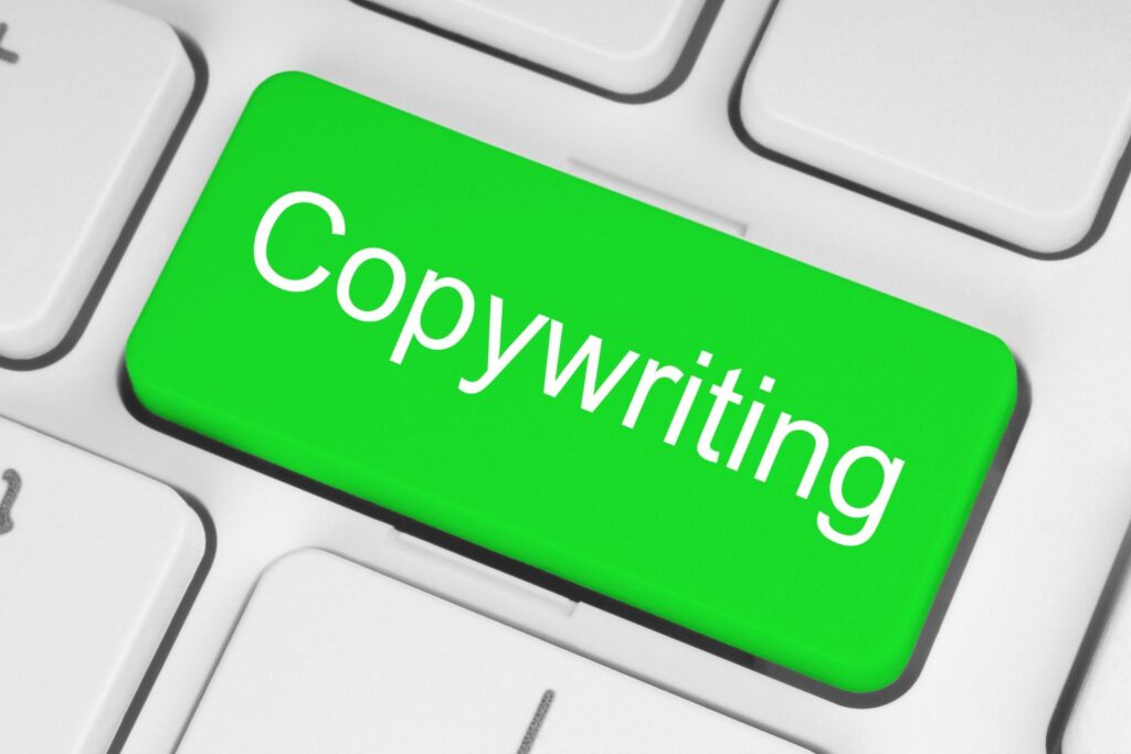 Tecla verde de teclado com a palavra "Copywriting" em destaque – copywriting para empresas.